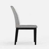 Vecy Dining Side Chair Set of 2, Channel Gray Fabric, Vintage Black -BM333202