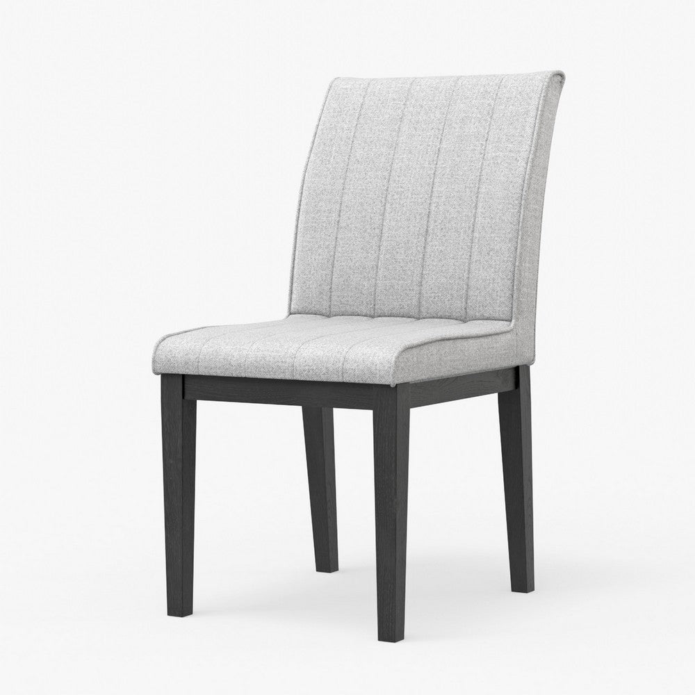 Vecy Dining Side Chair Set of 2, Channel Gray Fabric, Vintage Black -BM333202