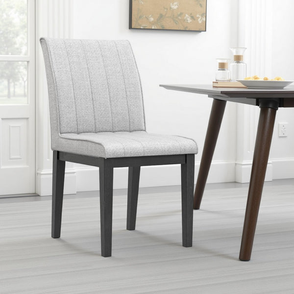 Vecy Dining Side Chair Set of 2, Channel Gray Fabric, Vintage Black -BM333202