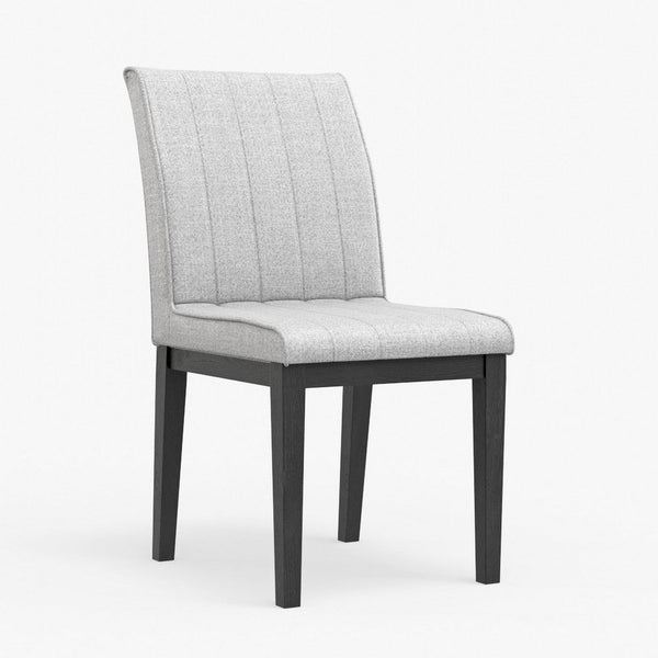 Vecy Dining Side Chair Set of 2, Channel Gray Fabric, Vintage Black -BM333202