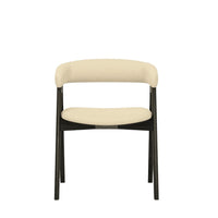 Vecy Dining Chair Set of 2, Curved Back, Gray Fabric, Vintage Black -BM333203
