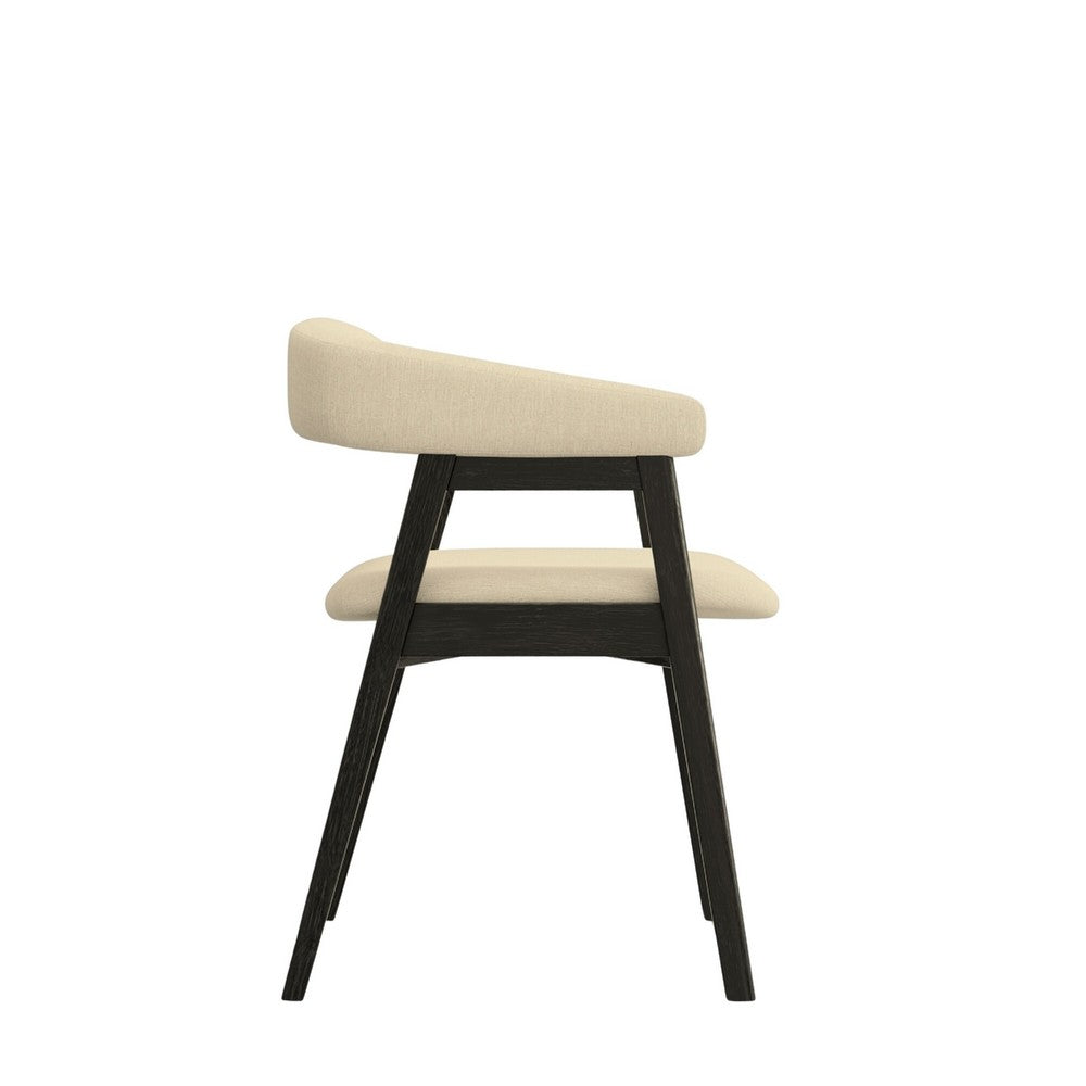 Vecy Dining Chair Set of 2, Curved Back, Gray Fabric, Vintage Black -BM333203