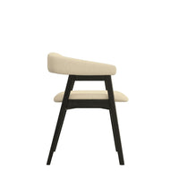 Vecy Dining Chair Set of 2, Curved Back, Gray Fabric, Vintage Black -BM333203