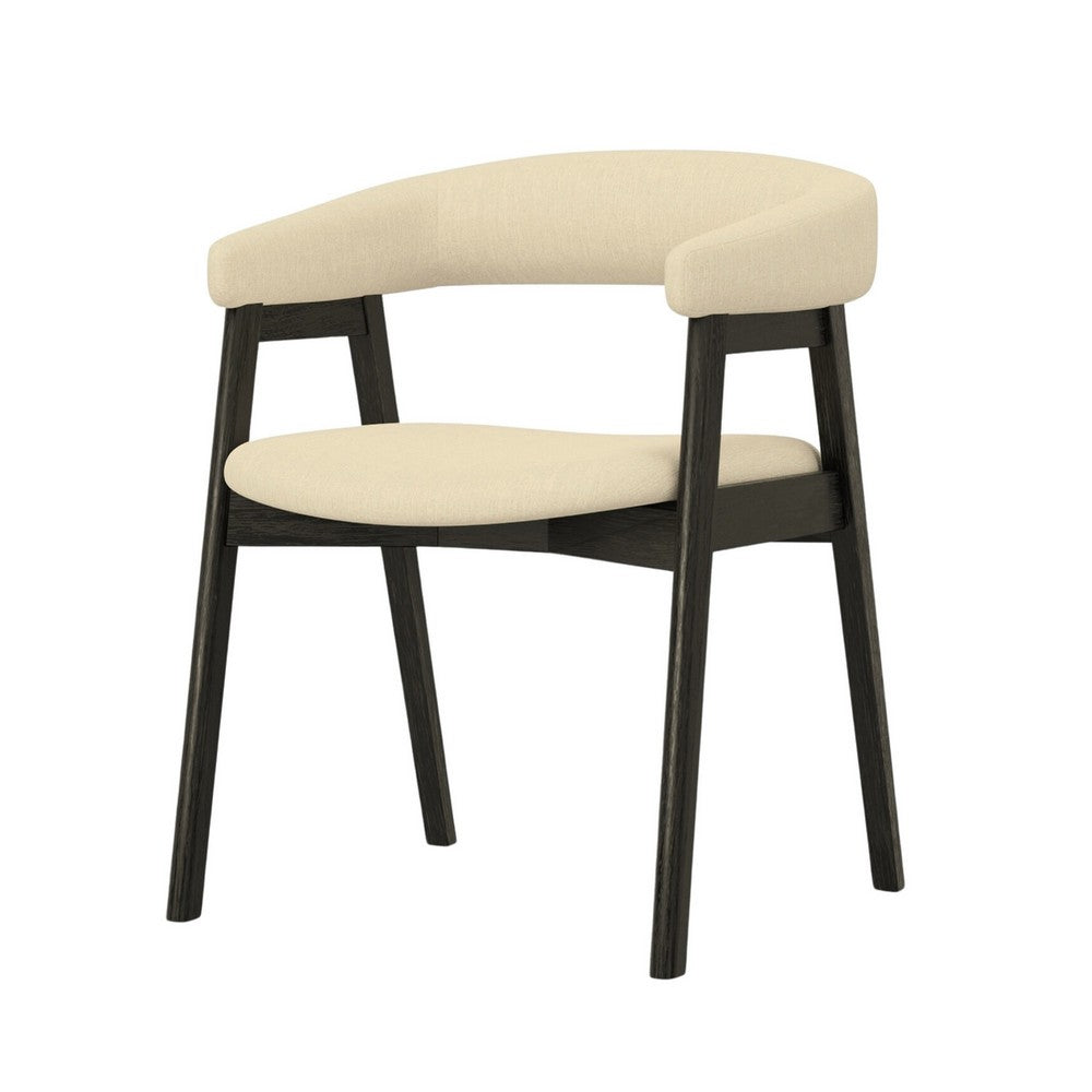 Vecy Dining Chair Set of 2, Curved Back, Gray Fabric, Vintage Black -BM333203