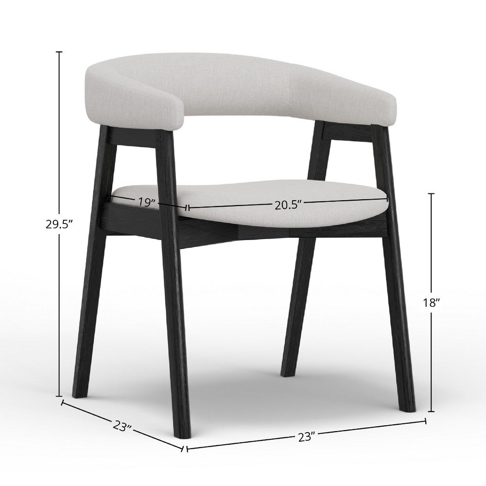 Vecy Dining Chair Set of 2, Curved Back, Gray Fabric, Vintage Black -BM333203