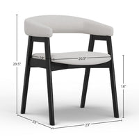 Vecy Dining Chair Set of 2, Curved Back, Gray Fabric, Vintage Black -BM333203
