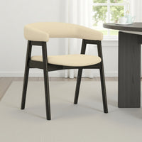 Vecy Dining Chair Set of 2, Curved Back, Gray Fabric, Vintage Black -BM333203
