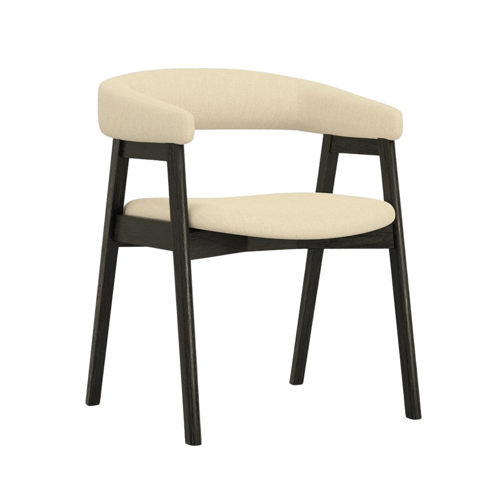 Vecy Dining Chair Set of 2, Curved Back, Gray Fabric, Vintage Black -BM333203