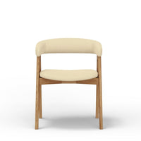 Vecy Dining Chair Set of 2, Curved Back, Gray Fabric, Brown Rubberwood -BM333208