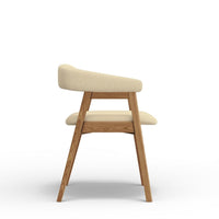 Vecy Dining Chair Set of 2, Curved Back, Gray Fabric, Brown Rubberwood -BM333208