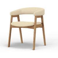 Vecy Dining Chair Set of 2, Curved Back, Gray Fabric, Brown Rubberwood -BM333208