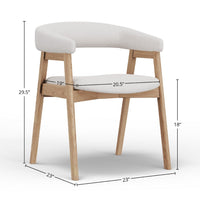 Vecy Dining Chair Set of 2, Curved Back, Gray Fabric, Brown Rubberwood -BM333208