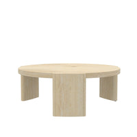 Lony Coffee Table, 42 Inch Round Top, Modern Panel Legs, Natural Brown -BM333213
