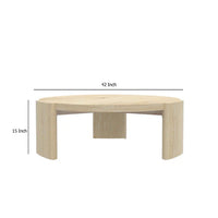 Lony Coffee Table, 42 Inch Round Top, Modern Panel Legs, Natural Brown -BM333213
