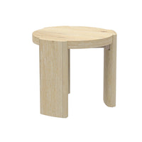 Lony Side End Table, 20 Inch Round, Modern Panel Legs, Natural Brown -BM333214