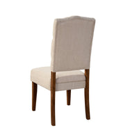 Bela Dining Chair Set of 2, Tufted Beige Back, Brown Acacia Wood -BM333216