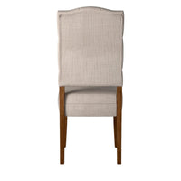 Bela Dining Chair Set of 2, Tufted Beige Back, Brown Acacia Wood -BM333216