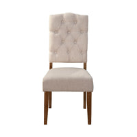 Bela Dining Chair Set of 2, Tufted Beige Back, Brown Acacia Wood -BM333216