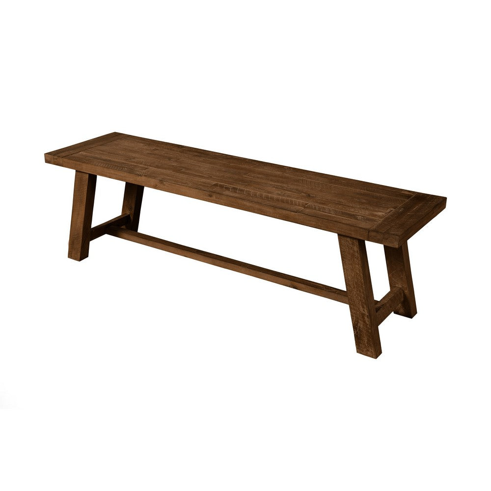 Bela Dining Bench, 60 Inch Rectangular Seat, Rich Brown Acacia Wood -BM333217