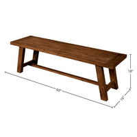 Bela Dining Bench, 60 Inch Rectangular Seat, Rich Brown Acacia Wood -BM333217