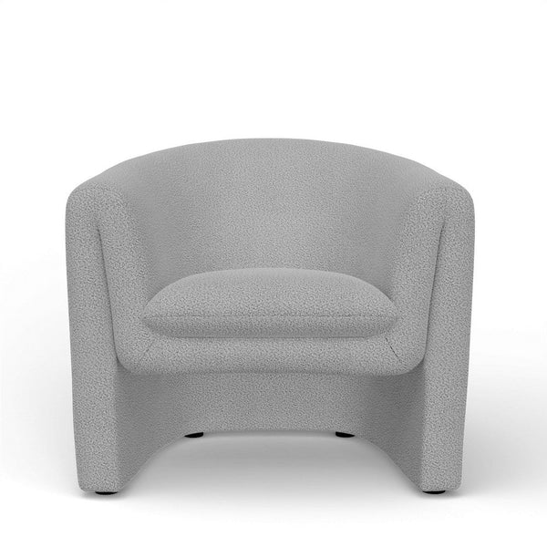 Hery Accent Chair, Barrel Back, Gray Upholstery, Solid Acacia Wood -BM333221