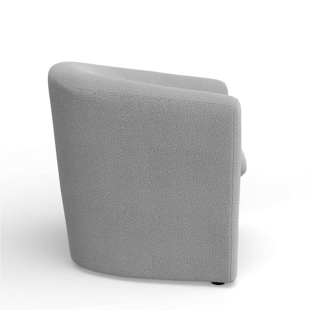 Hery Accent Chair, Barrel Back, Gray Upholstery, Solid Acacia Wood -BM333221