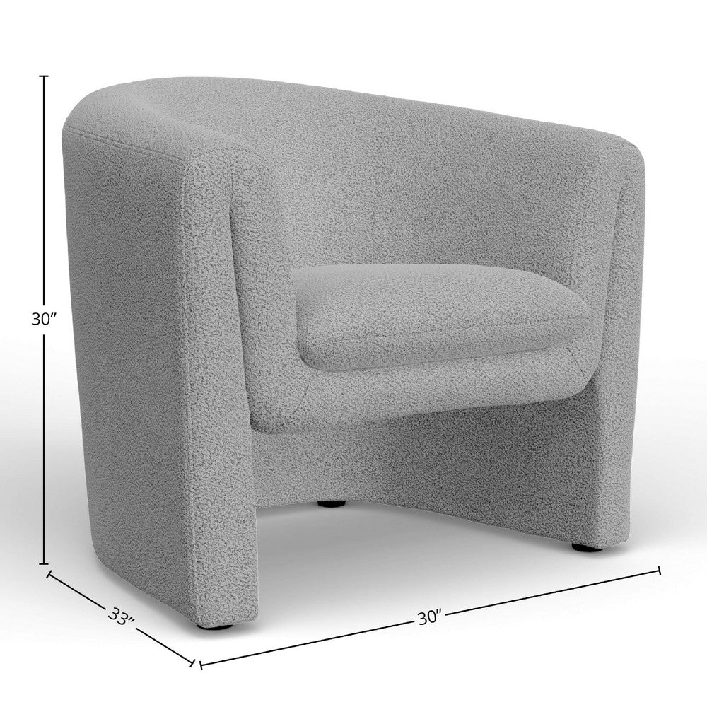 Hery Accent Chair, Barrel Back, Gray Upholstery, Solid Acacia Wood -BM333221