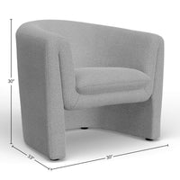Hery Accent Chair, Barrel Back, Gray Upholstery, Solid Acacia Wood -BM333221