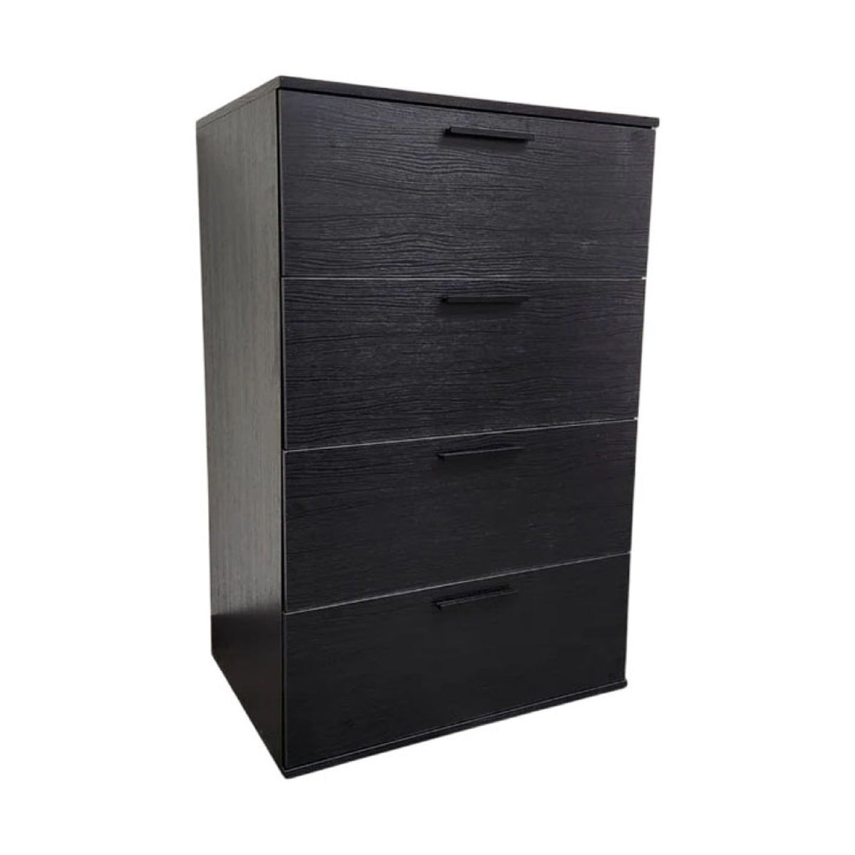 Levy Jumbo Tall Dresser Chest, 4 Drawers, Weathered Black Melamine-BM333322