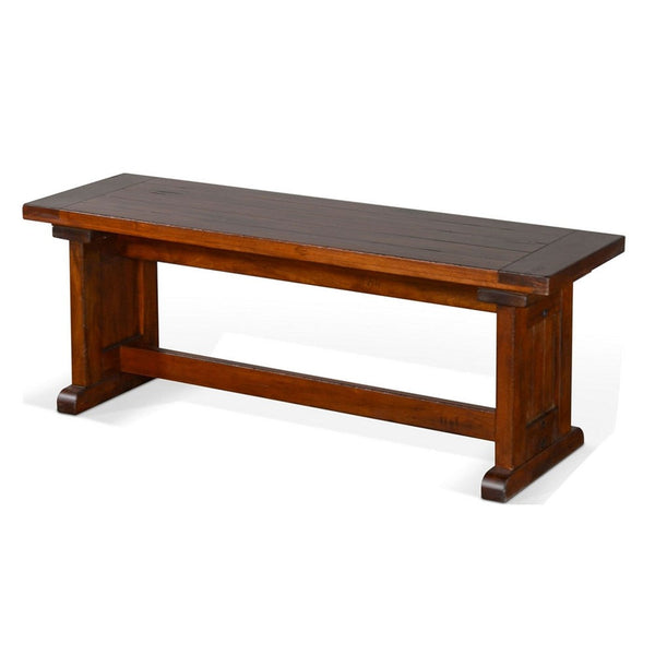 Reggie Nook Dining Bench, Trestle Base, Brown Mahogany Wood 48 Inch -BM333330