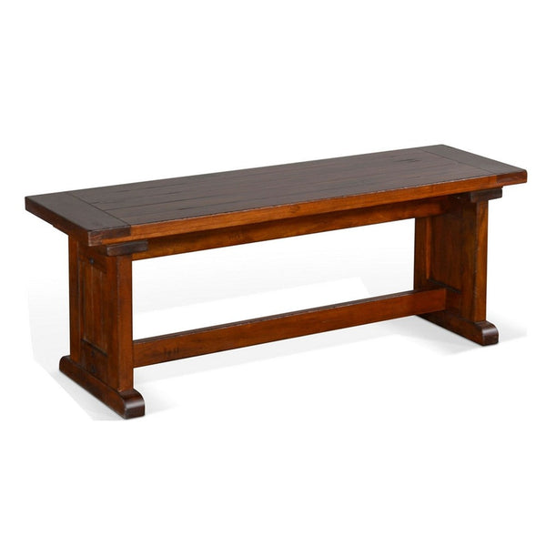 Reggie Nook Dining Bench, Trestle Base, Brown Mahogany Wood 48 Inch -BM333330