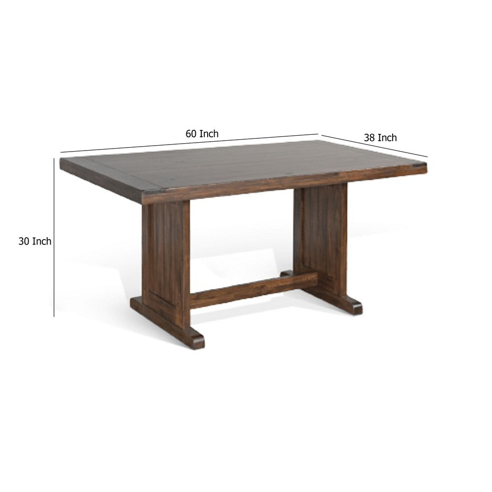 Reggie Dining Table, 60 Inch Rectangular Top, Brown Mahogany Wood  -BM333331