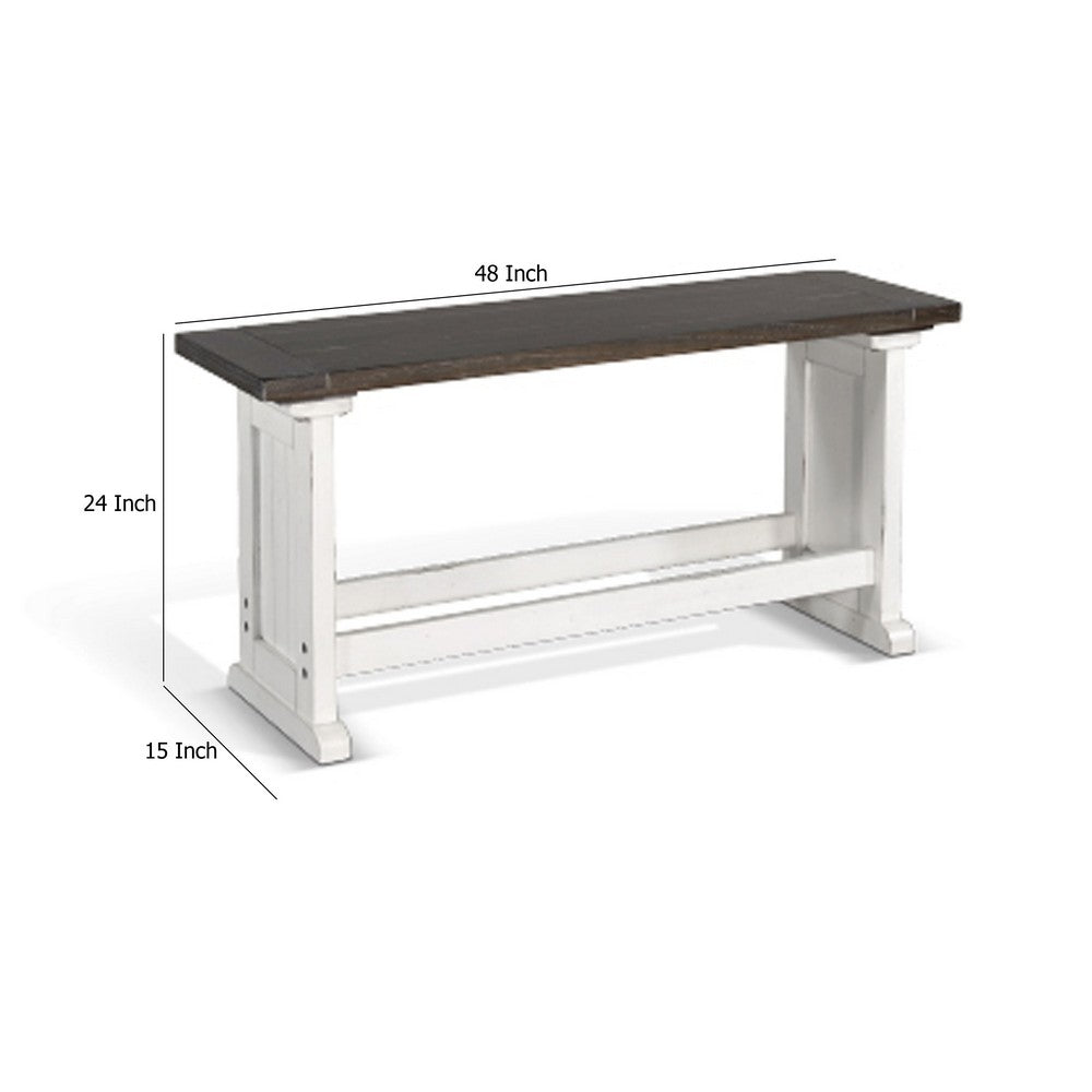Orso Counter Height Dining Bench, Farmhouse Off White, Brown, 48 Inch -BM333333