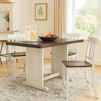 Orso Counter Height Dining Table, 60 Inch Rectangular, Off White Brown -BM333334