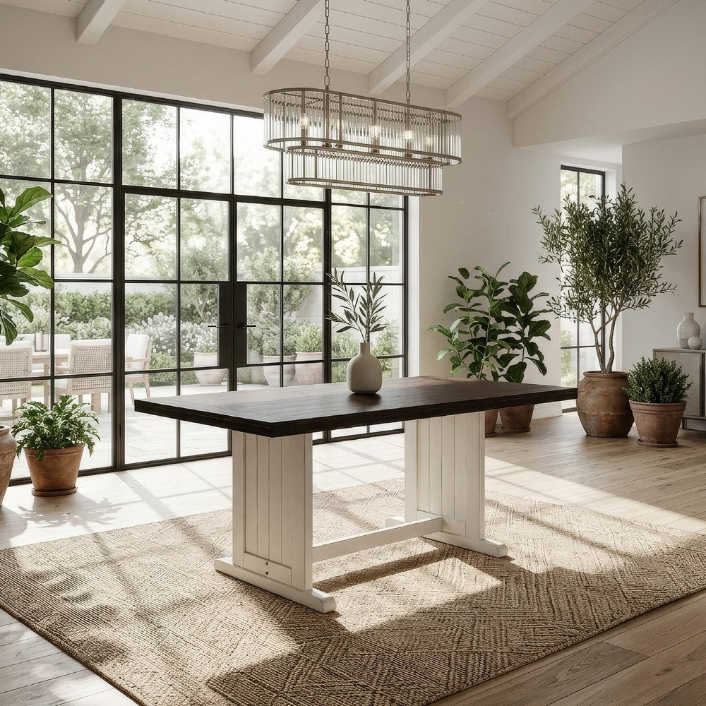 Orso Counter Height Dining Table, 60 Inch Rectangular, Off White Brown -BM333334