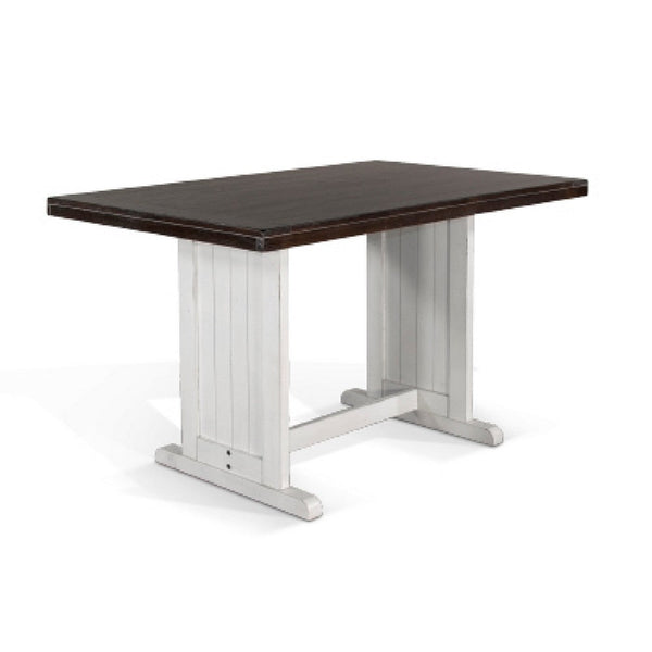 Orso Counter Height Dining Table, 60 Inch Rectangular, Off White Brown -BM333334