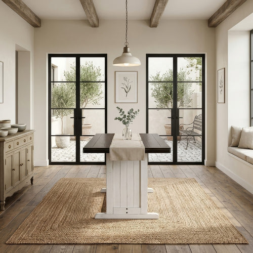 Orso Counter Height Dining Table, 60 Inch Rectangular, Off White Brown -BM333334