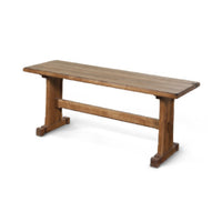 Marv Dining Bench, Trestle Base, Light Brown Mindi Wood 46 Inch -BM333335