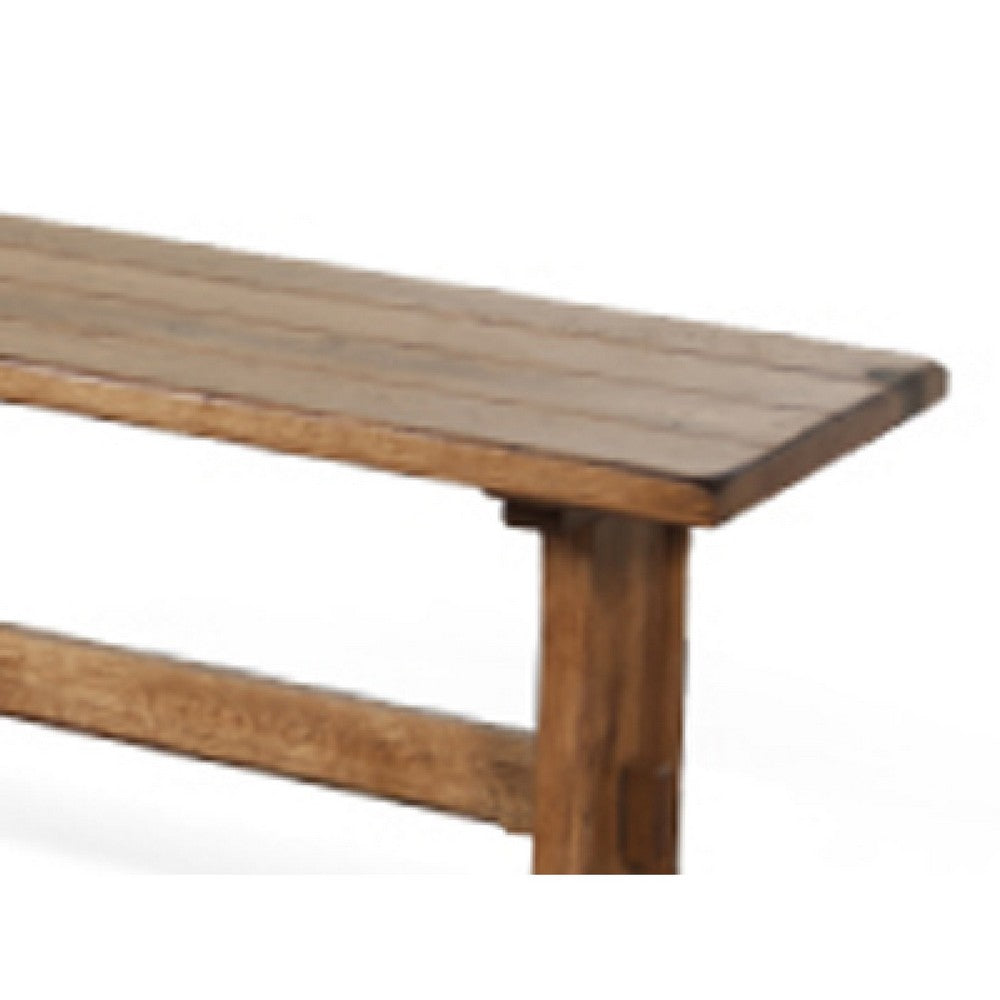 Marv Dining Bench, Trestle Base, Light Brown Mindi Wood 46 Inch -BM333335