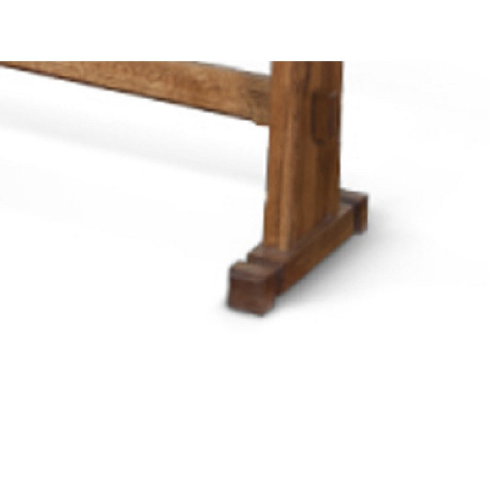 Marv Dining Bench, Trestle Base, Light Brown Mindi Wood 46 Inch -BM333335