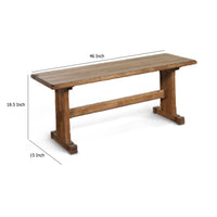 Marv Dining Bench, Trestle Base, Light Brown Mindi Wood 46 Inch -BM333335
