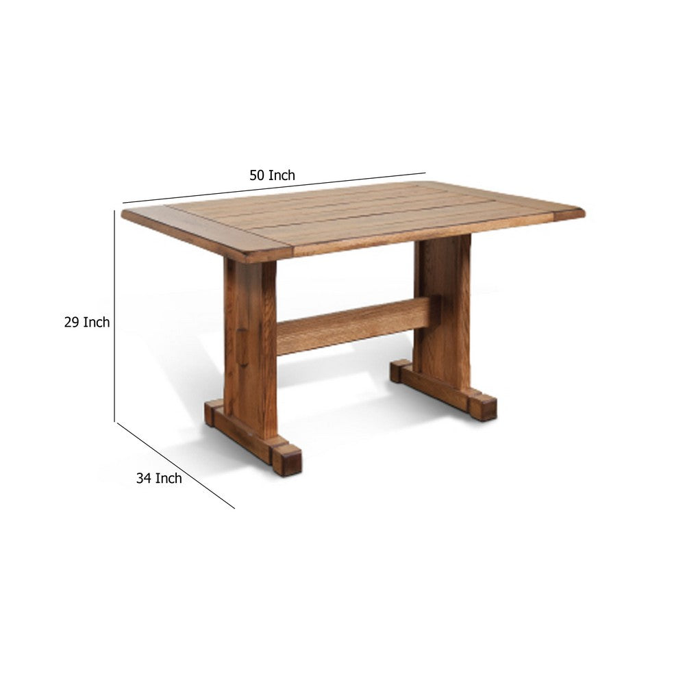 Marv Dining Table, 50 Inch Rectangular, Farmhouse Light Brown Wood -BM333336
