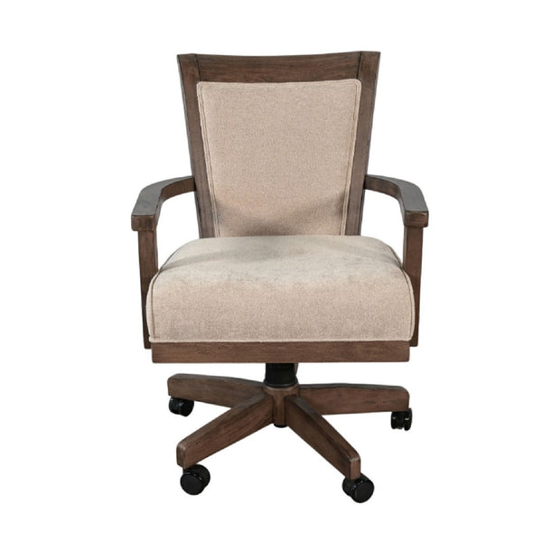 Yael Swivel Gaming Dining Chair, Adjustable Height, White Seat, Brown - BM333340