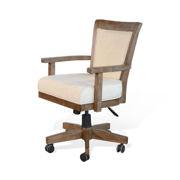 Yael Swivel Gaming Dining Chair, Adjustable Height, White Seat, Brown -BM333340