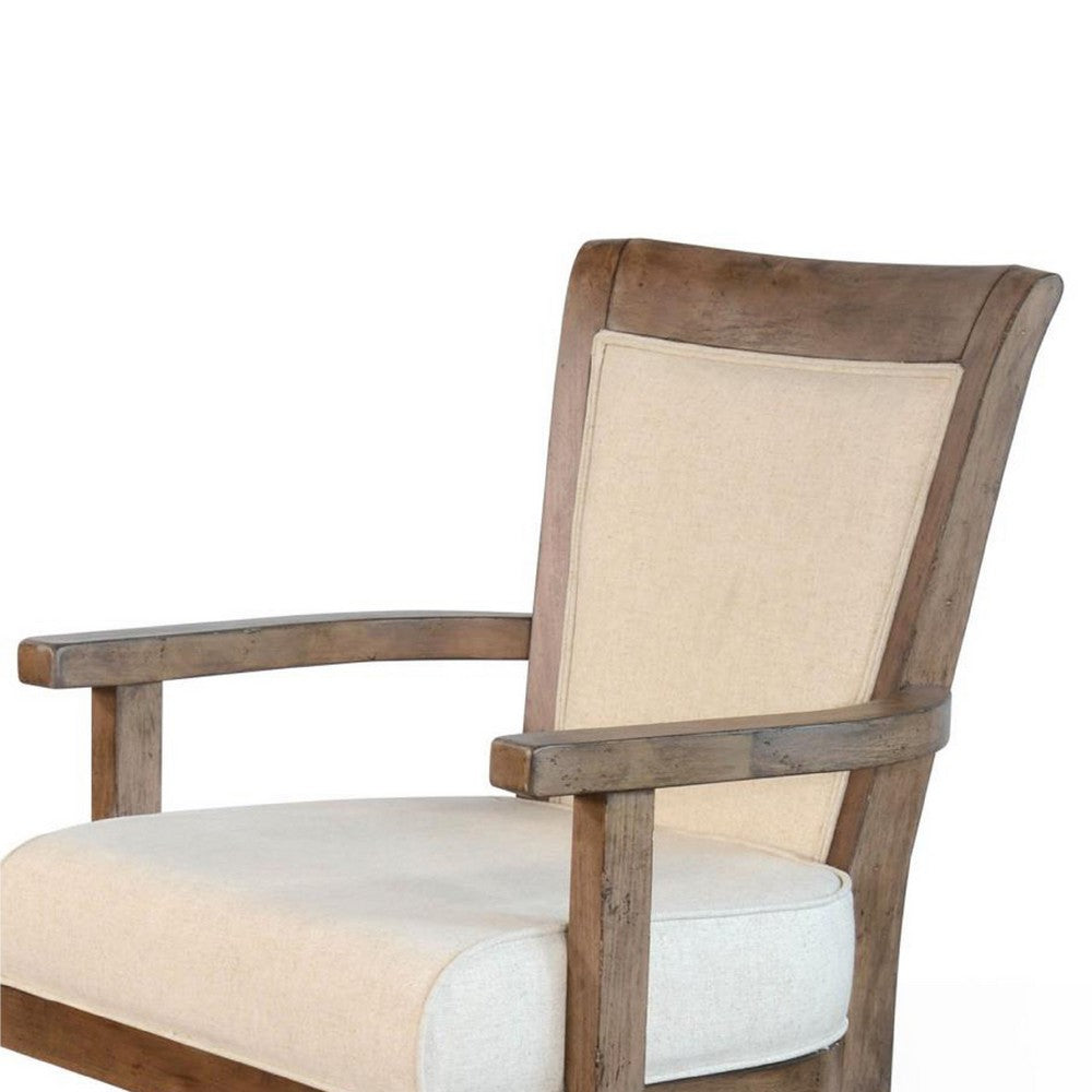 Yael Swivel Gaming Dining Chair, Adjustable Height, White Seat, Brown -BM333340