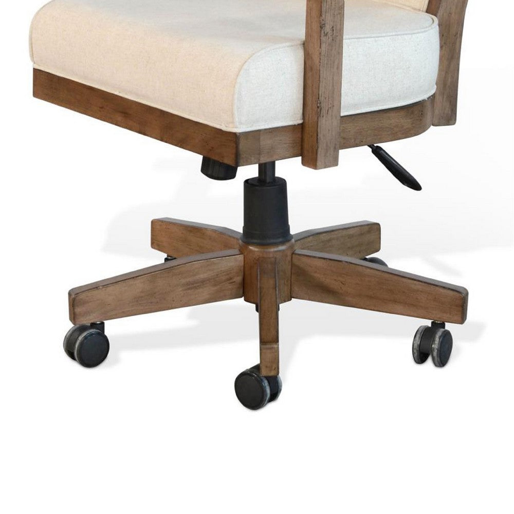 Yael Swivel Gaming Dining Chair, Adjustable Height, White Seat, Brown -BM333340