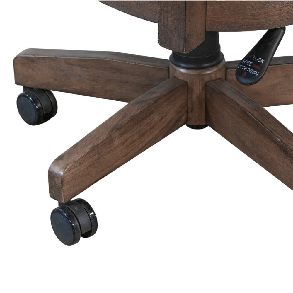 Yael Swivel Gaming Dining Chair, Adjustable Height, White Seat, Brown - BM333340