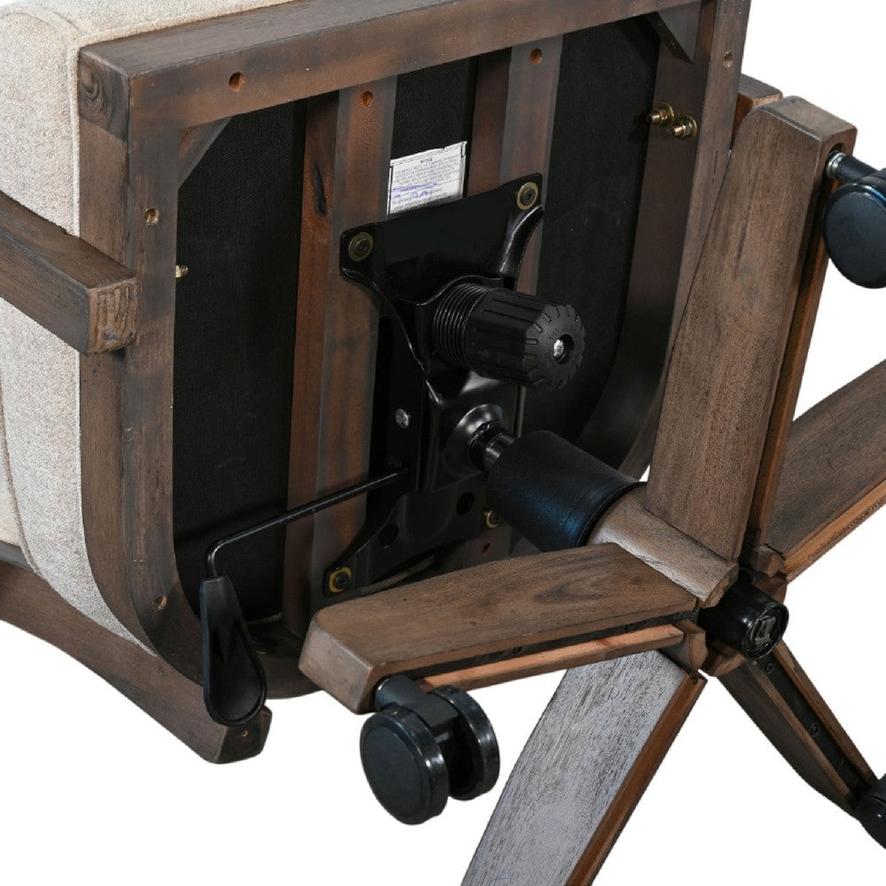 Yael Swivel Gaming Dining Chair, Adjustable Height, White Seat, Brown - BM333340