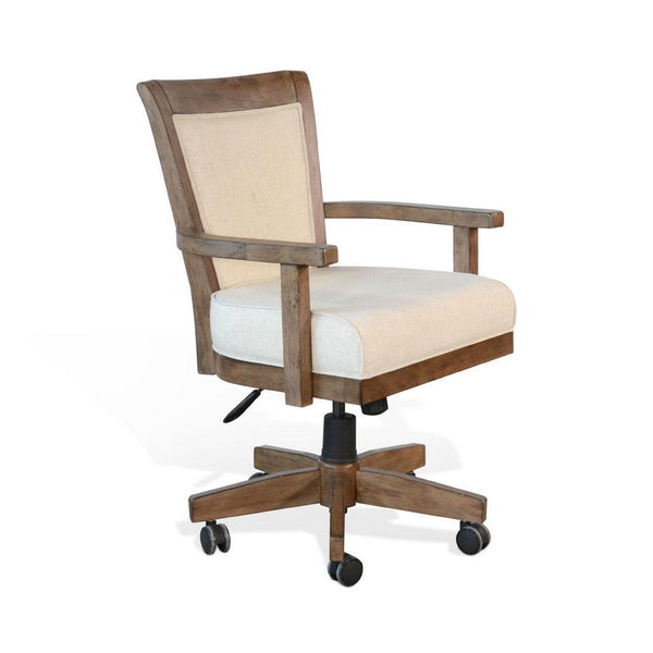 Yael Swivel Gaming Dining Chair, Adjustable Height, White Seat, Brown -BM333340