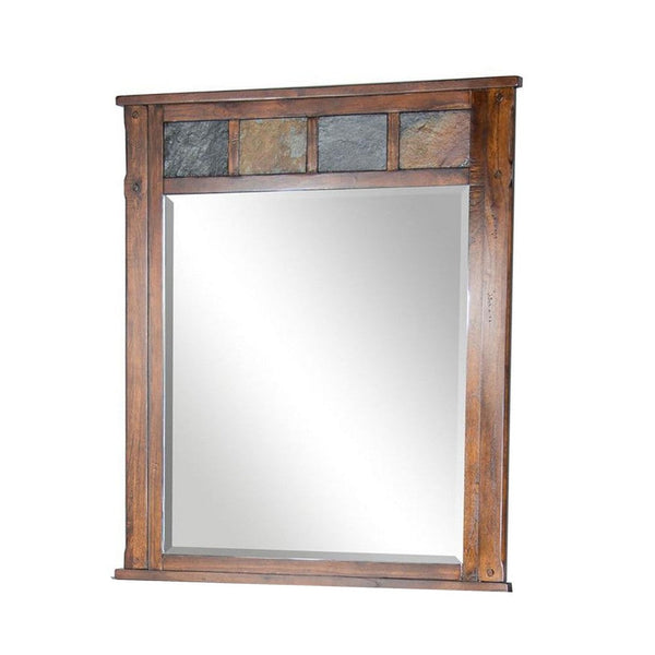 Odel Vanity Dresser Mirror, Natural Slate Inlay, Dark Brown 46 Inch -BM333342